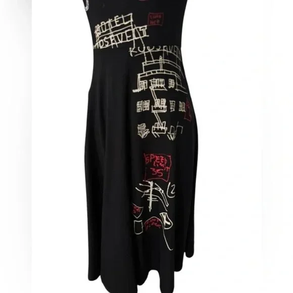 Desigual Broadway Road Artsy Print Black Dress Cotton - Knee Lenght - Picture 4 of 12
